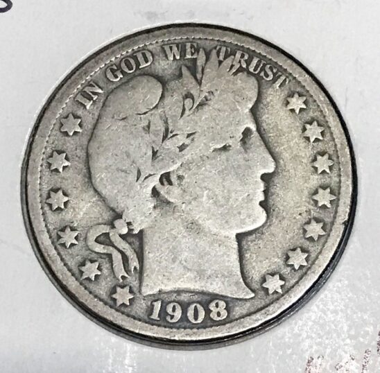 1908-S Silver Barber Half Dollar VG #2733