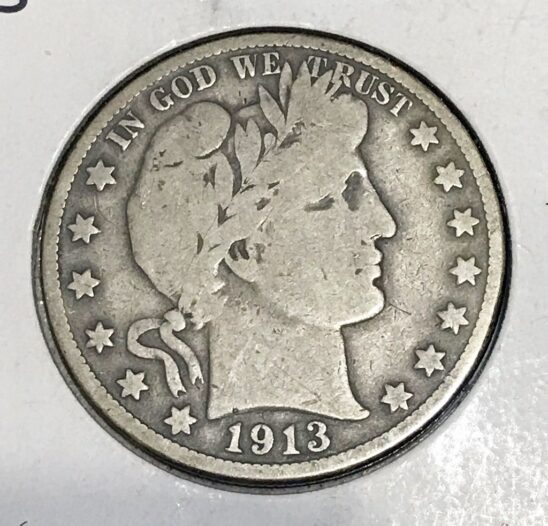 1913-S Silver Barber Half Dollar VG #2735
